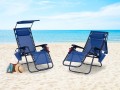 Leżak fotel ogrodowy plażowy z daszkiem i akcesoriami granatowy 8.jpg