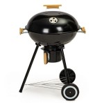 Grill ogrodowy z okrągłą pokrywą i  popielnikiem