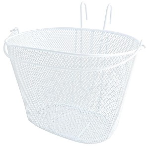 Kosz rowerowy na przód nakładany metalowy biały