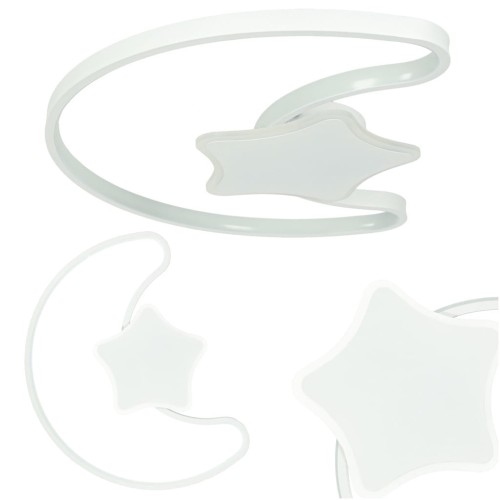 Lampa LED sufitowa plafon do pokoju dziecięcego ściemniana LUMELA + pilot księżyc biała