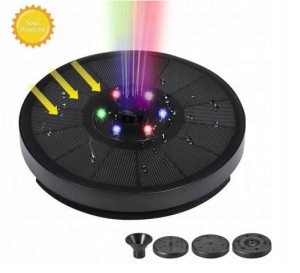 Solarna fontanna LED RGB z baterią i funkcją pracy nocą, pompa wodna