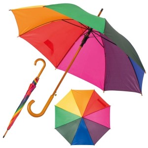 Kolorowy automatyczny parasol z drewnianą rączką