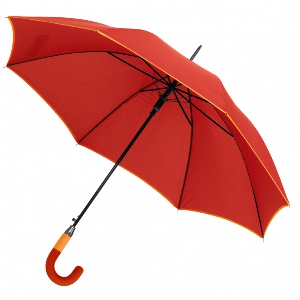 Stylowy automatyczny parasol z kolorową obwódką i dwukolorową rączką