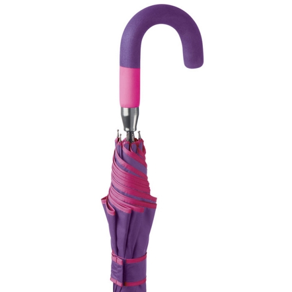 Stylowy automatyczny parasol z kolorową obwódką i dwukolorową rączką